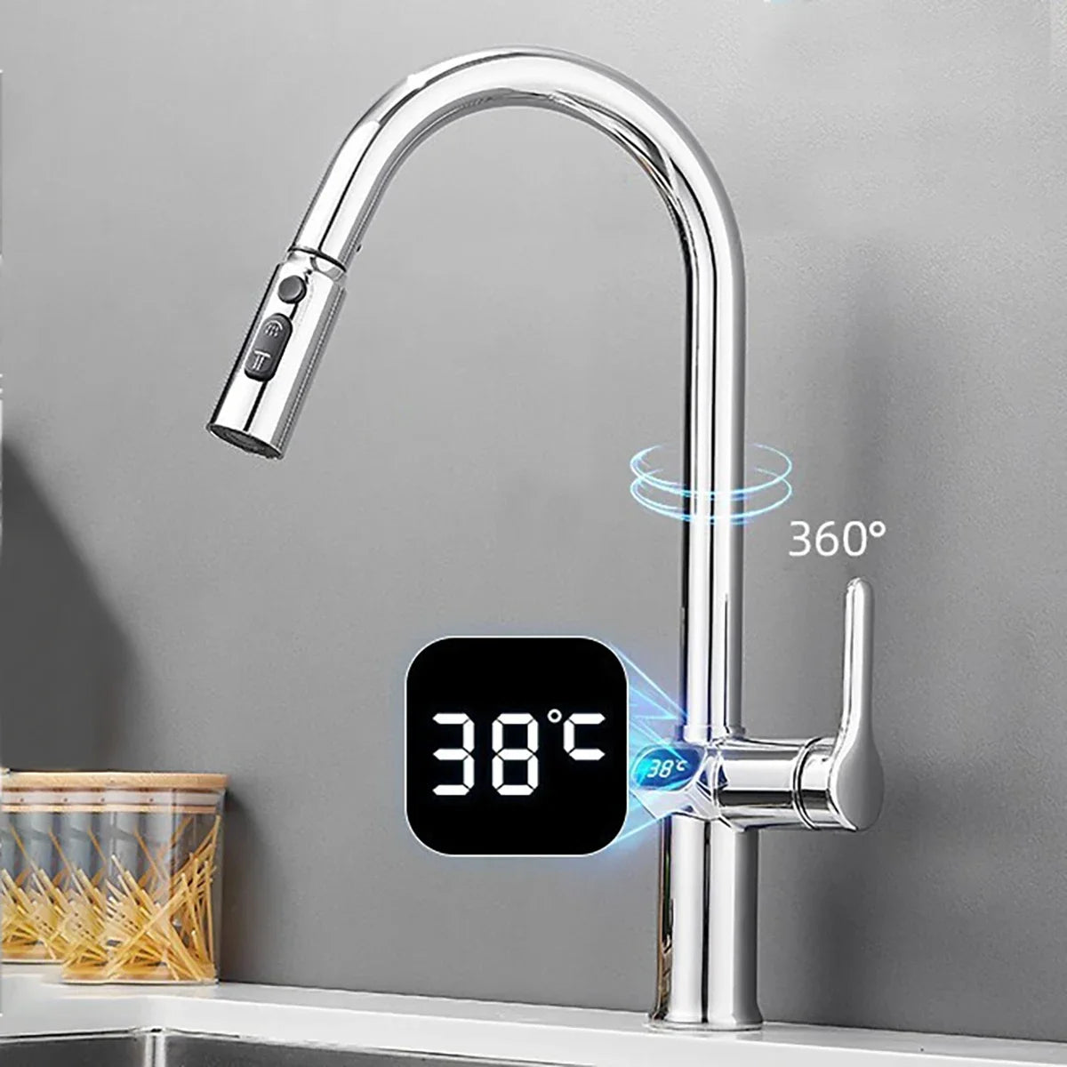 Kitchen Faucet Temperature Faucet Kitchen Pull Out Kitchen Sink Faucet Digital Display Function Rotatable Kitchen Taps