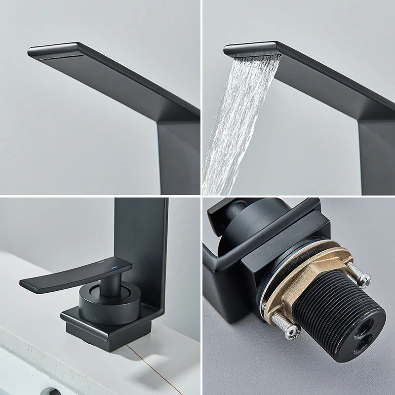 ULGKSD Bathroom Basin Faucet Modern Mixer Tap Single Hole Crane Hot&Cold For Bathroom Faucet Deck Mounted Various Basin Sink Tap