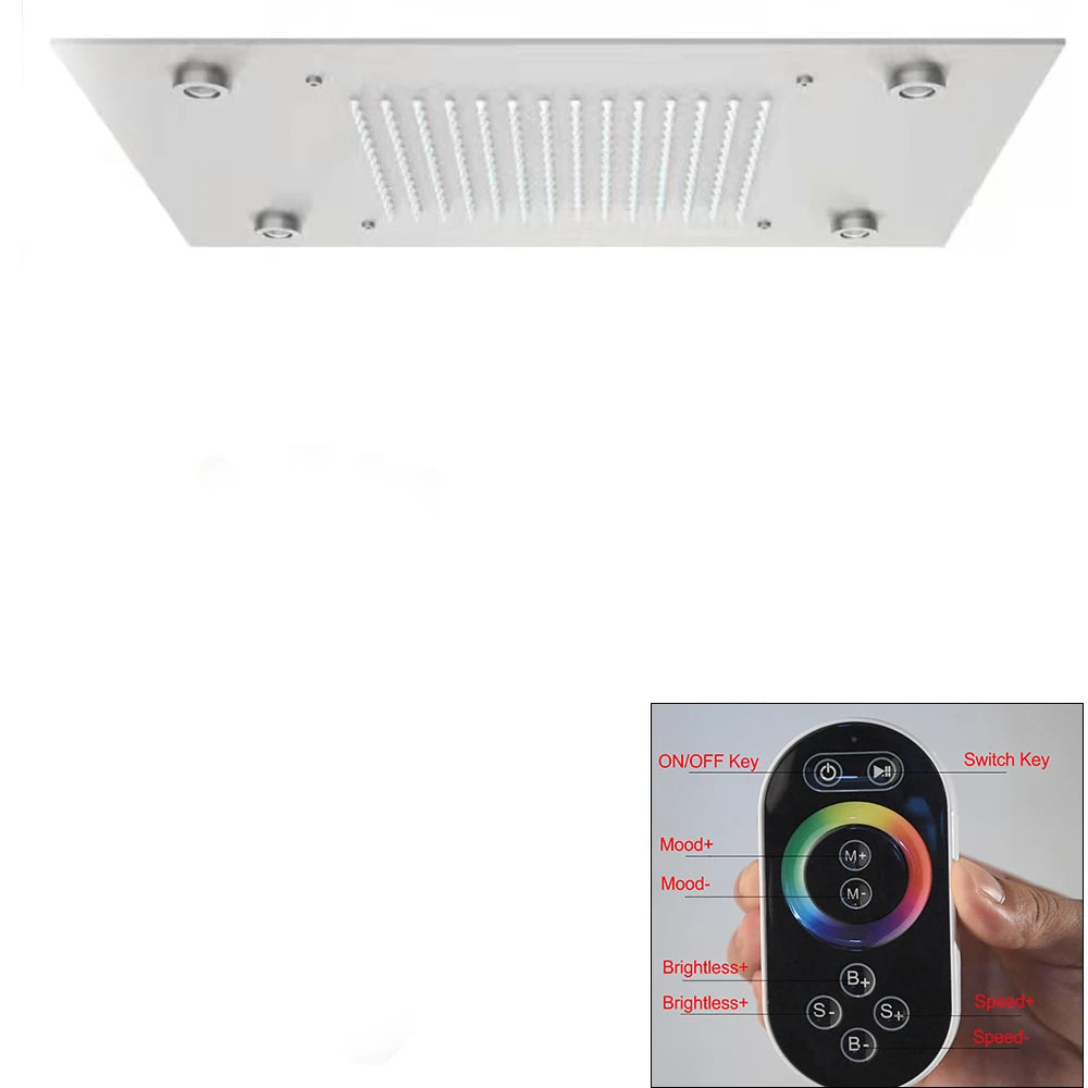 Black LED Constant Temperature Shower Faucet Luxury 3-way RainShower Celling System Tap Color Change Modern Showers for Bathroom
