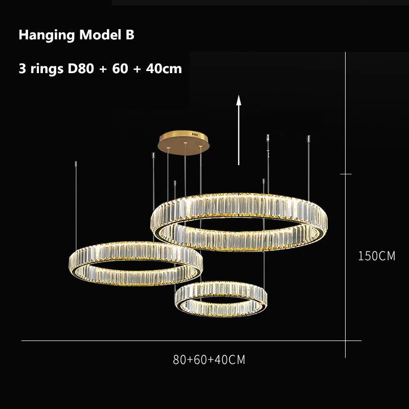 Postmodern Living Room Crystal Chandelier Remote Control Dimmable
