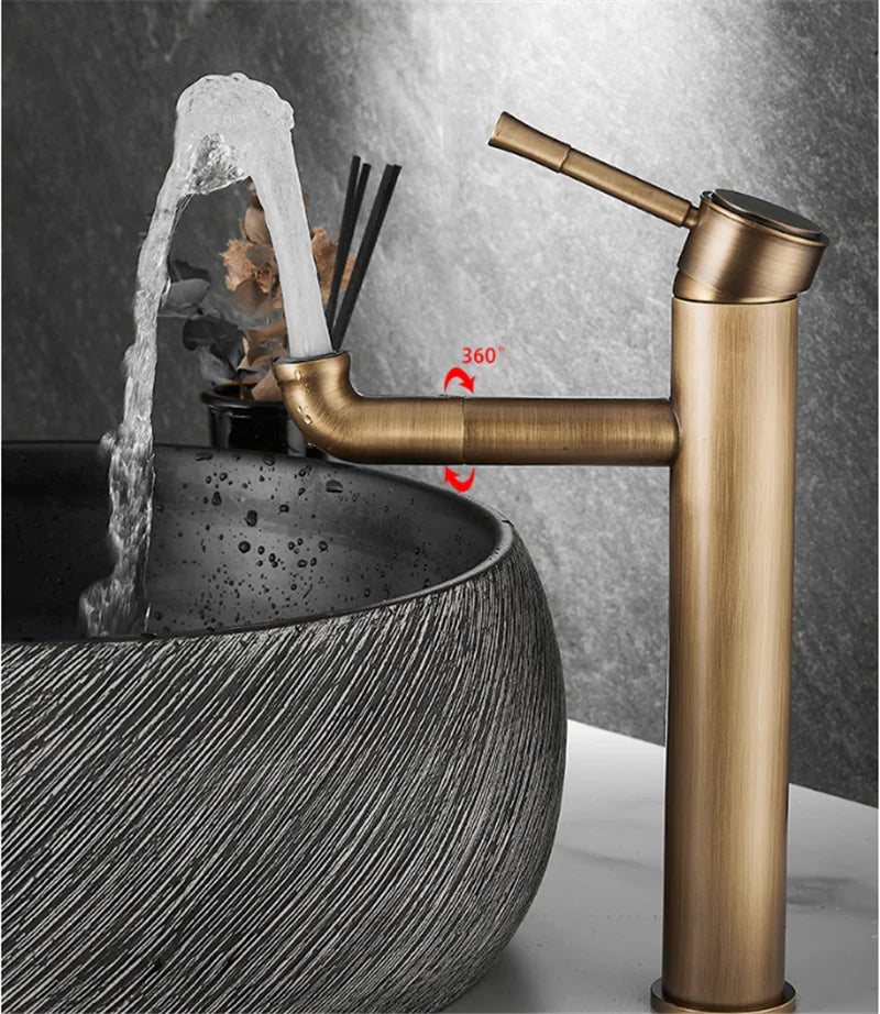 Antique Bronze Basin Faucets Bathroom Faucet Hot & Cold Brass Bathroom Sink Faucet Rotating Lavotory Faucet  Mixer Water Tap