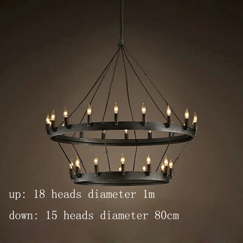 American Retro Iron Double Pendant Lamp