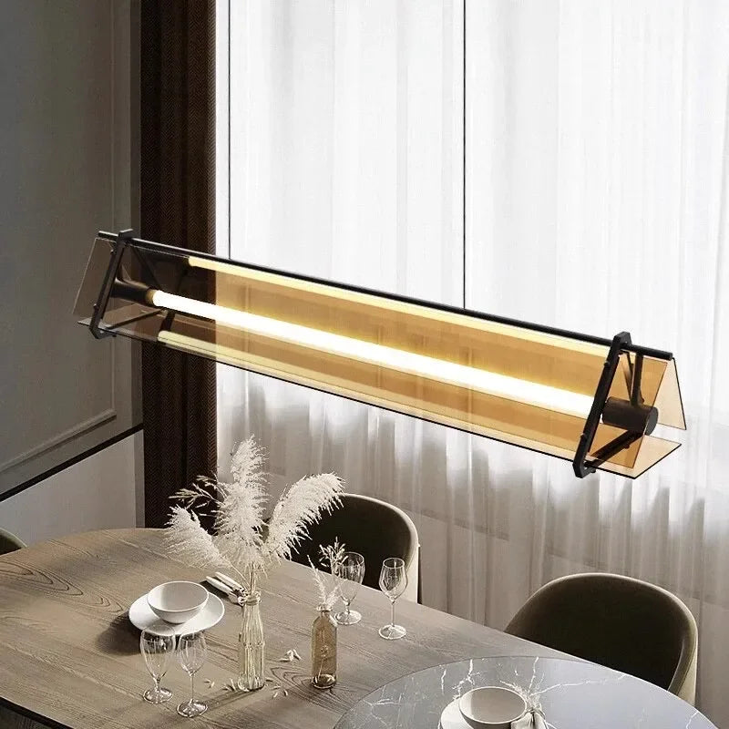 Nordic Led Long Tube Glass Pendant Lights