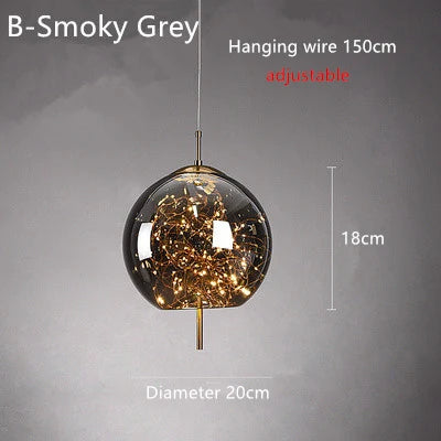 Nordic Bedside Led Glass Pendant Lights For Bedroom Bar Dining Living Room Amber Hanging Light Fixture Pendant Lamp