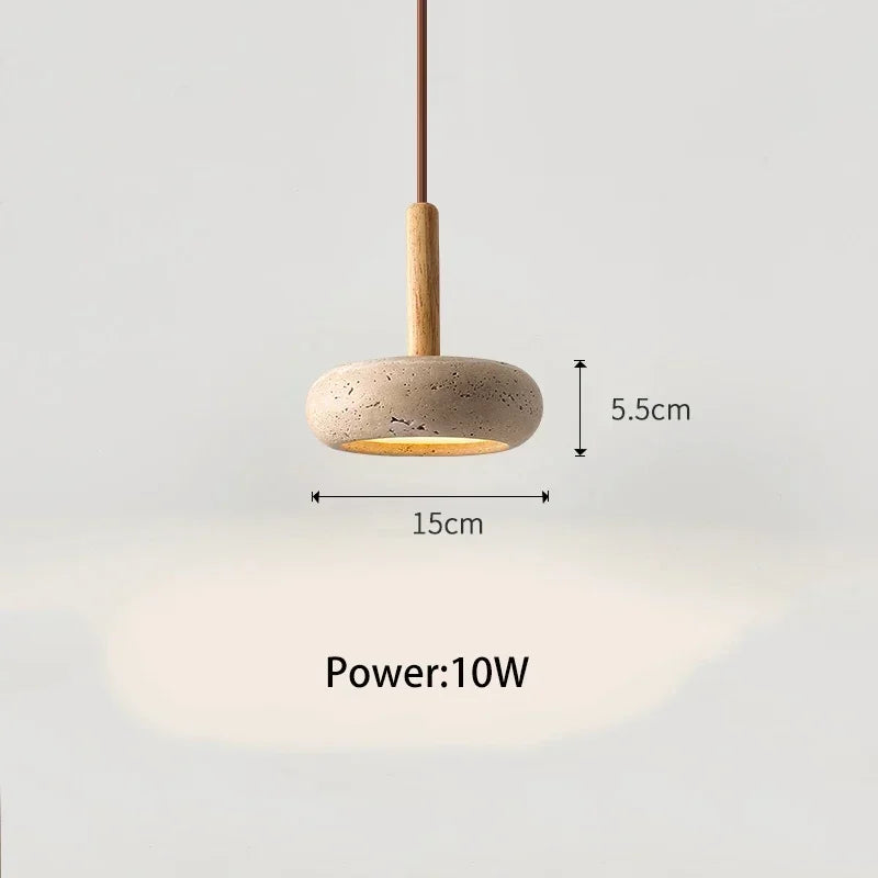 Stone Pendant Lamp Wood Hanging Light