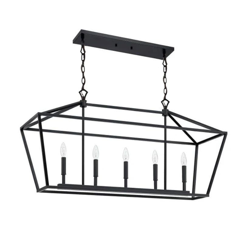 Nordic Designer Dining Room Lamp Rectangular Creative Simple Plain Industrial Style Black Living Room Bedroom Candle Chandelier