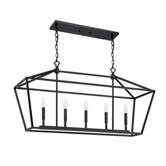 Nordic Designer Dining Room Lamp Rectangular Creative Simple Plain Industrial Style Black Living Room Bedroom Candle Chandelier