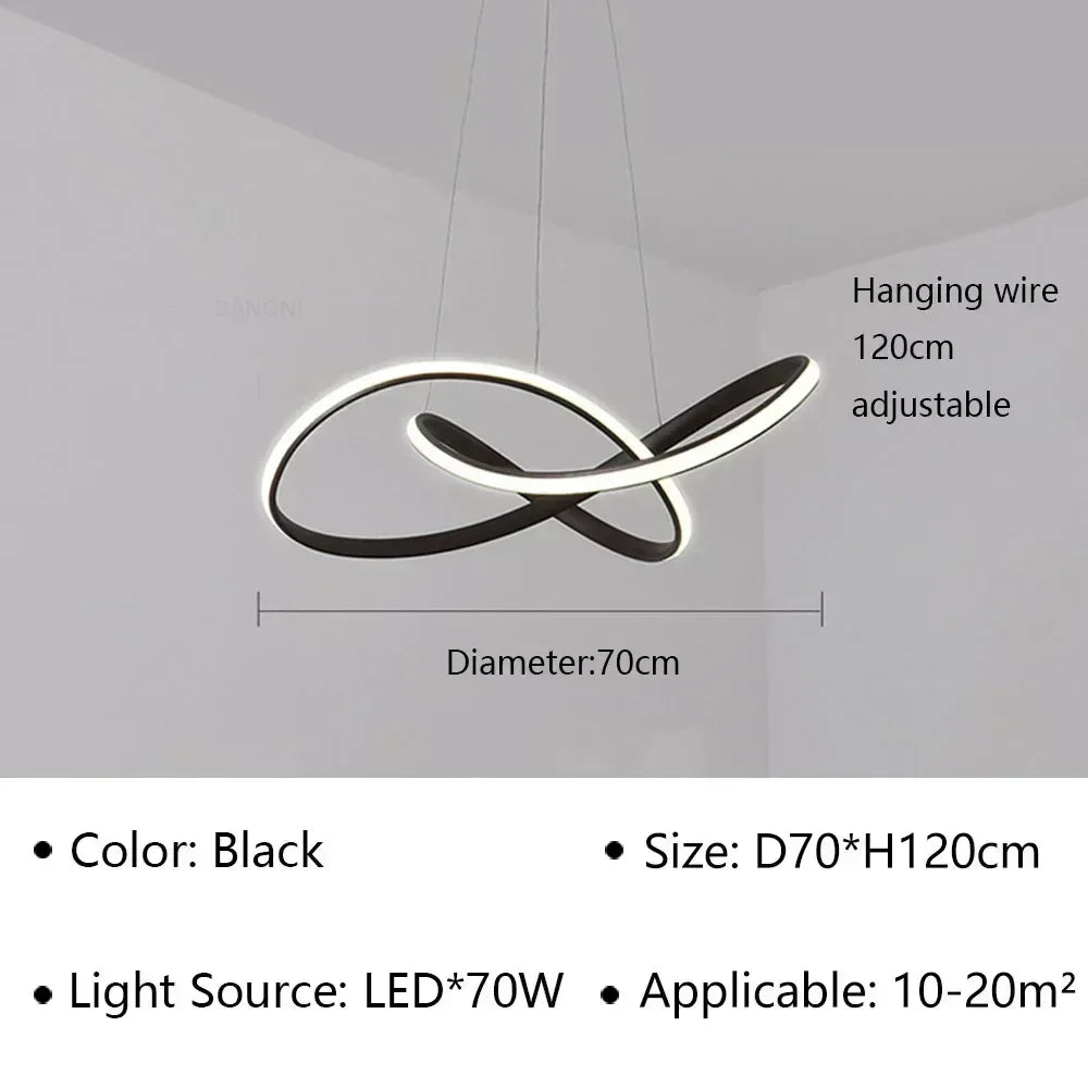 Modern LED Pendant Light Minimalist Chandelier with Remote