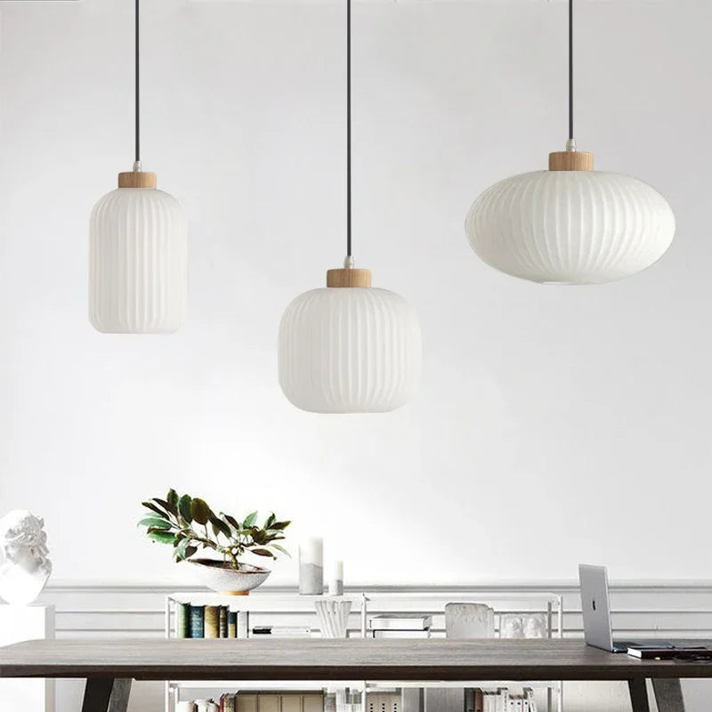 Japanese Wabi Sabi Style White Glass Lamp