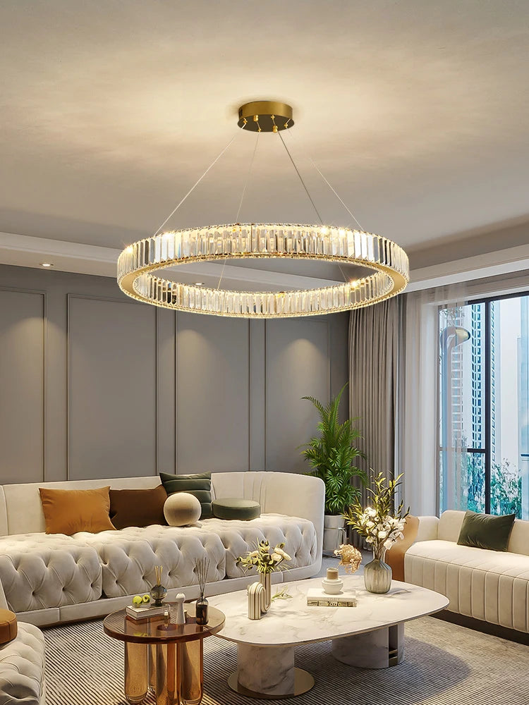 Crystal Chandelier in Simple Stainless Steel or Gold