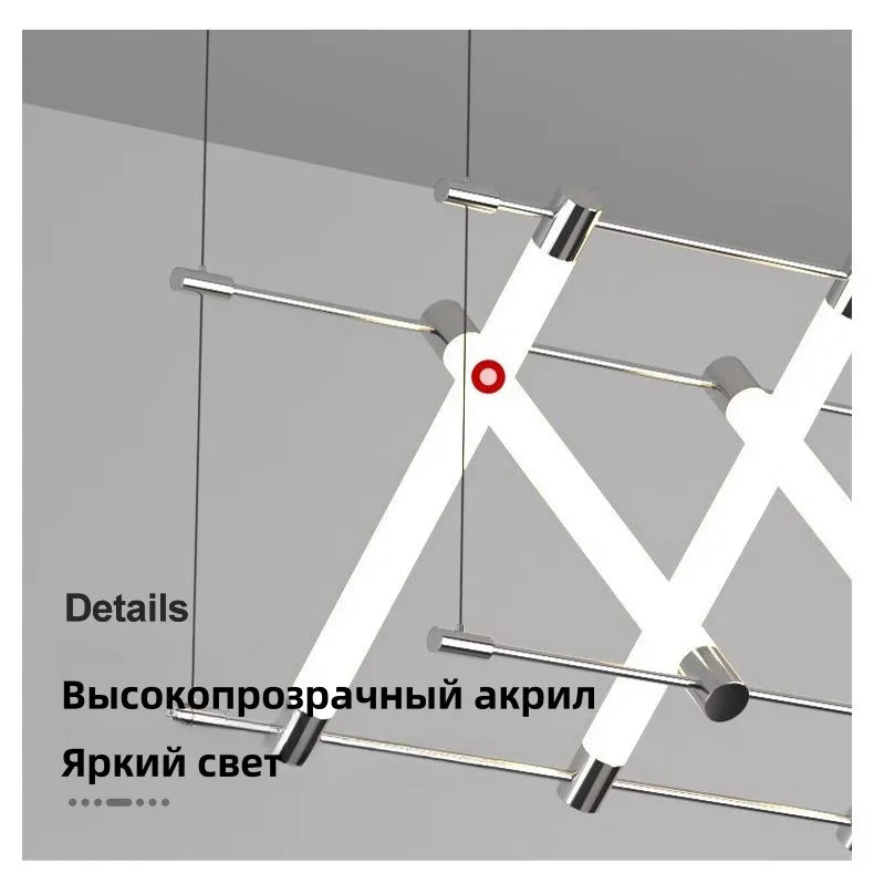 Acrylic Tube LED Hanging Pendant Light for Dining Room Restaurant Hanging Chandelier Long Ceiling Pendant Lamp Kitchen