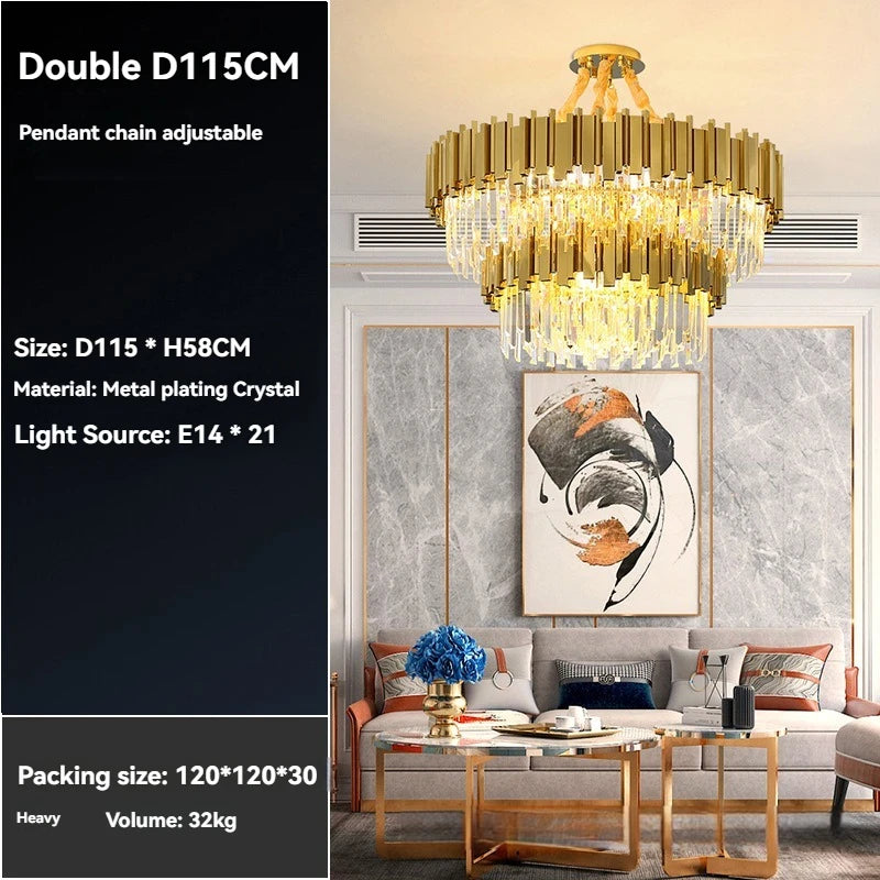 Gold Crystal LED Chandelier Lighting