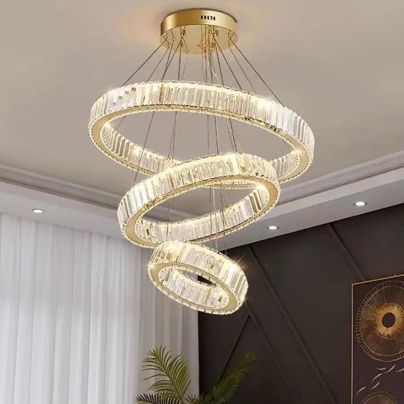 Postmodern Living Room Crystal Chandelier Remote Control Dimmable
