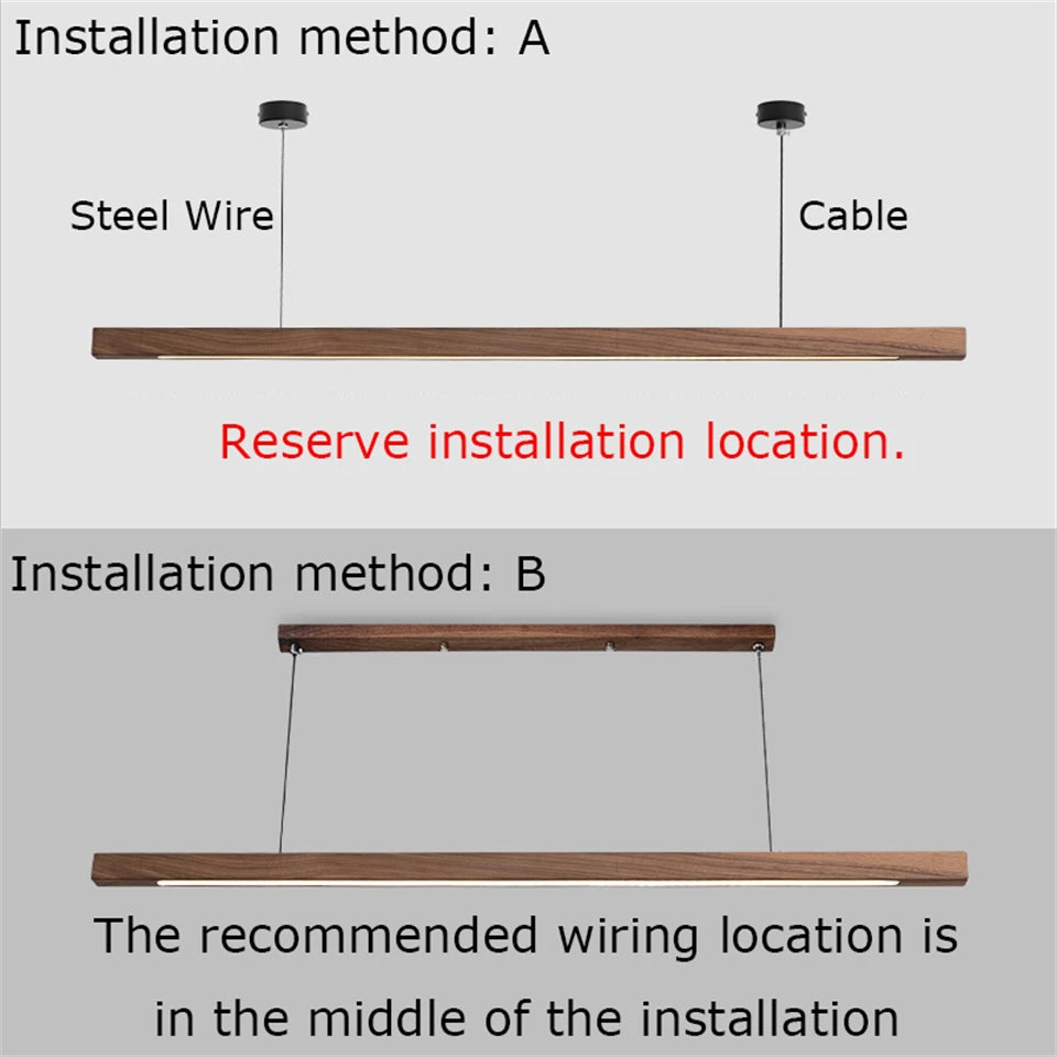Wooden Pendant Lights Hanging Lamp Modern Table LED Long Linear Light Kitchen Island Lighting for Dining Living Room Office