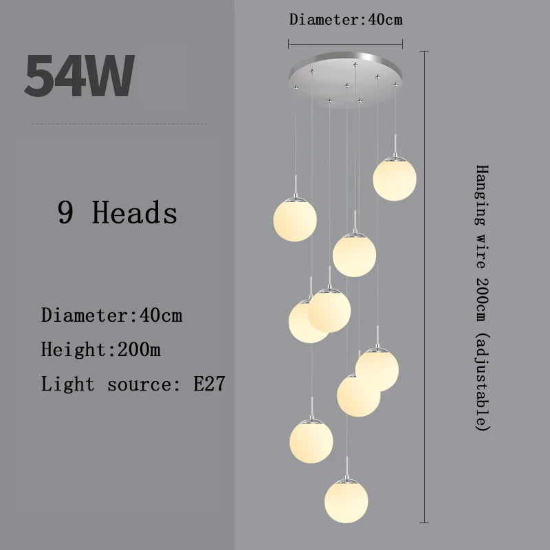 Stairs Modern Nordic Chandelier Loft Duplex Living Room Hotel Lobby Long Chandelier Home Decorative Lighting