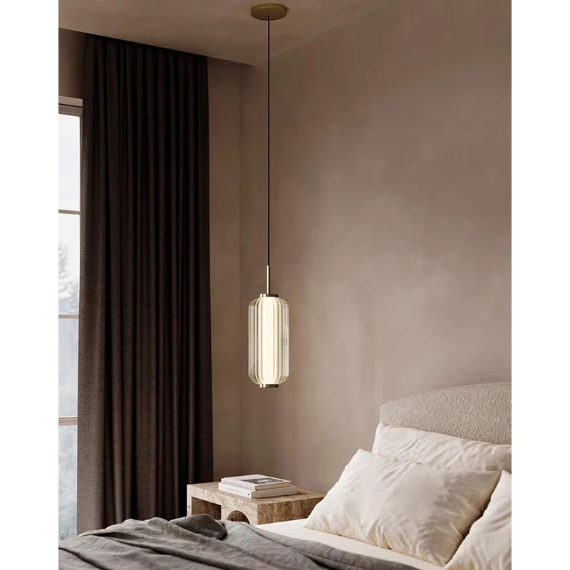 Postmodern minimalist long glass pendant lamp Restaurant bedside light American retro exhibition hall sample room pendant lamp