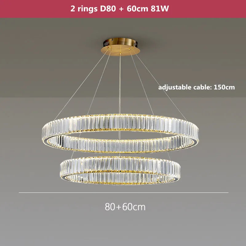 Postmodern Living Room Crystal Chandelier Remote Control Dimmable
