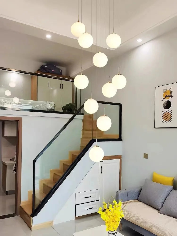 Stairs Modern Nordic Chandelier Loft Duplex Living Room Hotel Lobby Long Chandelier Home Decorative Lighting