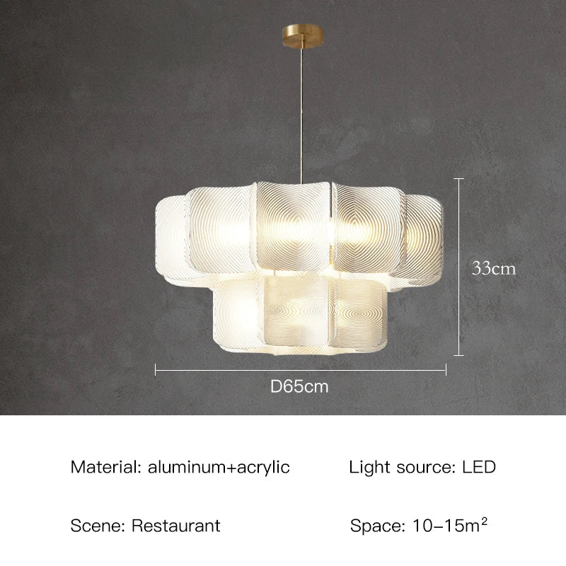 Wabi Sabi Led large Chandelier Bedroom Minimalist white Acrylic lamp Dining Living Room  Hotel Lobby Hanging Lamp Fixture