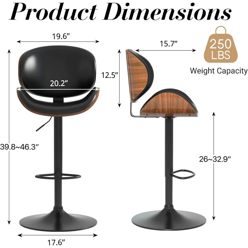 Set of 2 Swivel Adjustable Height Barstools
