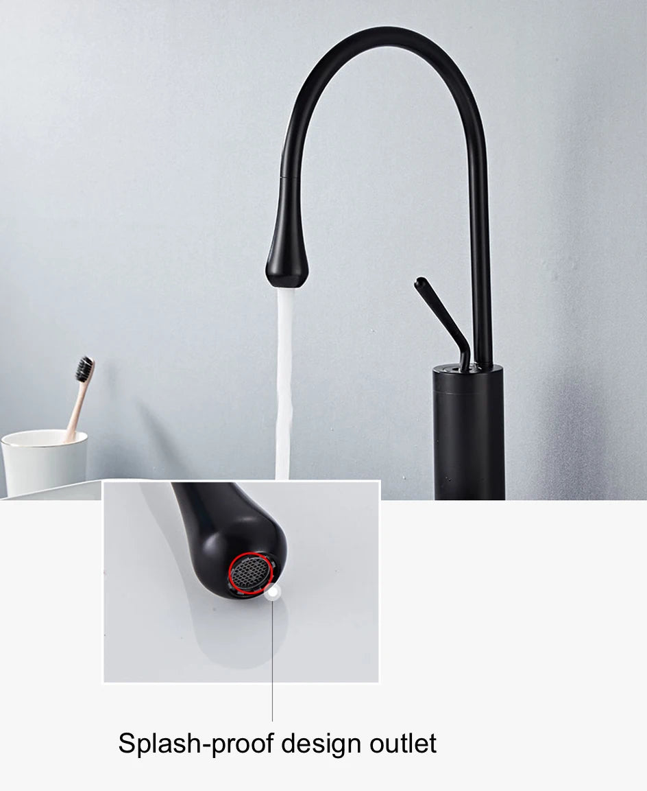 VGX Bathroom Faucets High Basin Mixer Sink Tall Faucet Gourmet Washbasin Taps Water Tap Hot Cold 360 Tapware Crane Brass Black