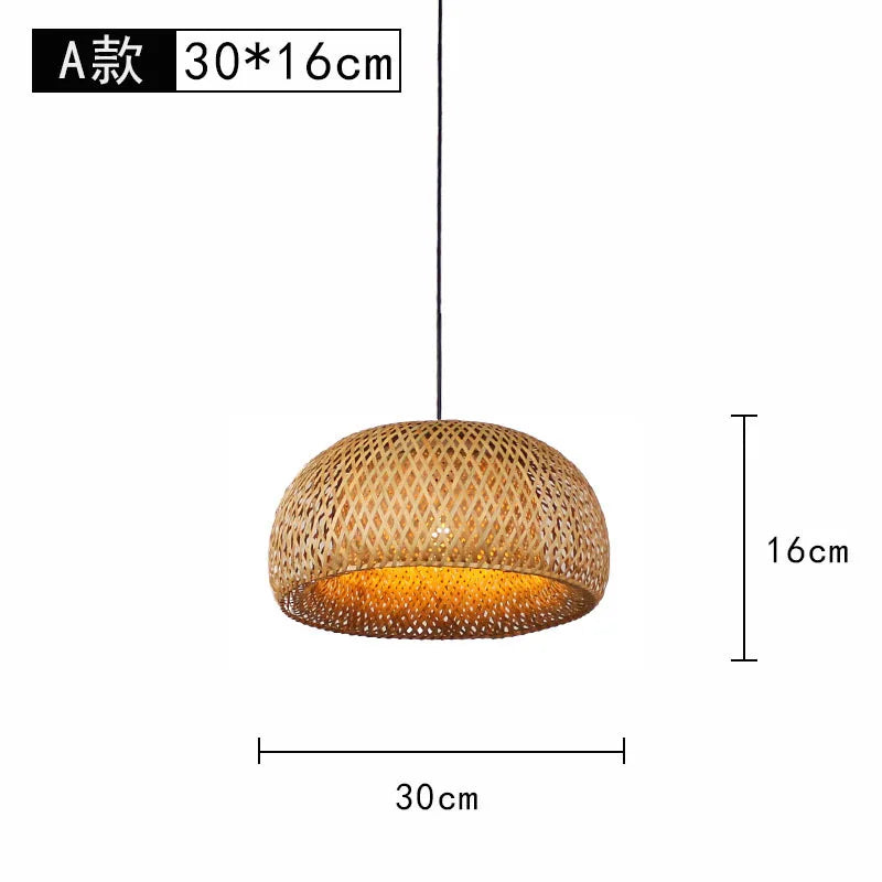 ZK20 Bamboo Weaving Chandelier Lamp 60/50/40cm Hanging LED Ceiling Light Pendant Lamp Fixtures Rattan Woven Home Bedroom Decors