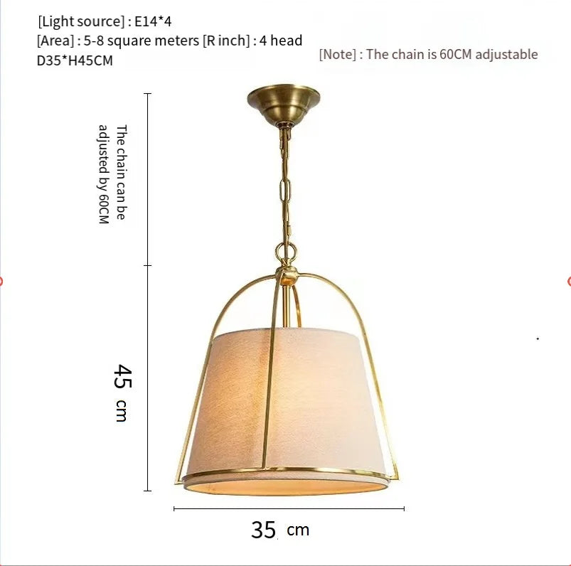 American Simple Dining Room Cloth Chandelier Minimalist Restaurant Bar Creative LED Light Bedroom Cloth Study  Pendant Lamp