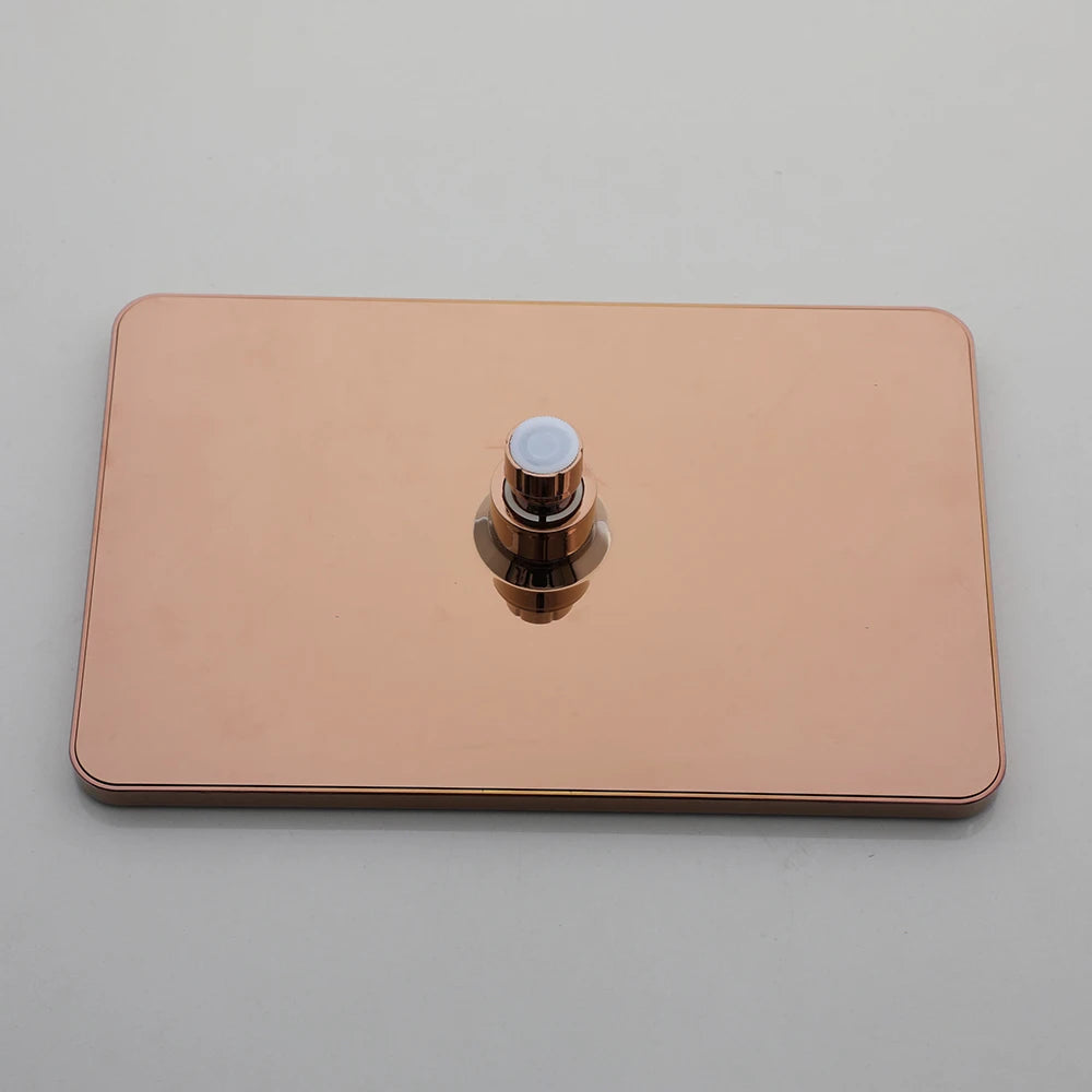 ZAPPO Solid Brass Rose Golden Shower Faucet Set Pink Bathroom Bathtub Mixer Rainfall Spray Hand Square Shower Shower Facuets