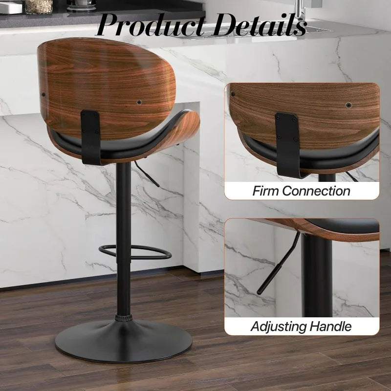 Set of 2 Swivel Adjustable Height Barstools
