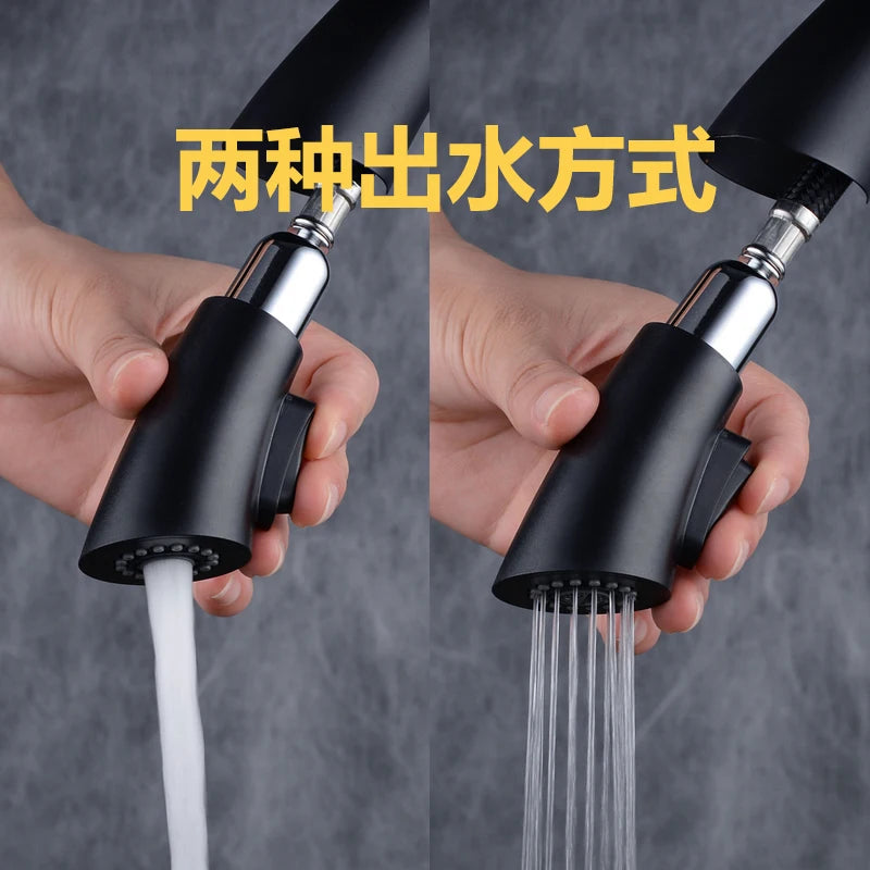 BAKALA Kitchen Faucet Silver Single Handle Pull Out Kitchen Faucet Mixer Single Handle 360 Rotation Black Sink Mixer Tap BR-8820