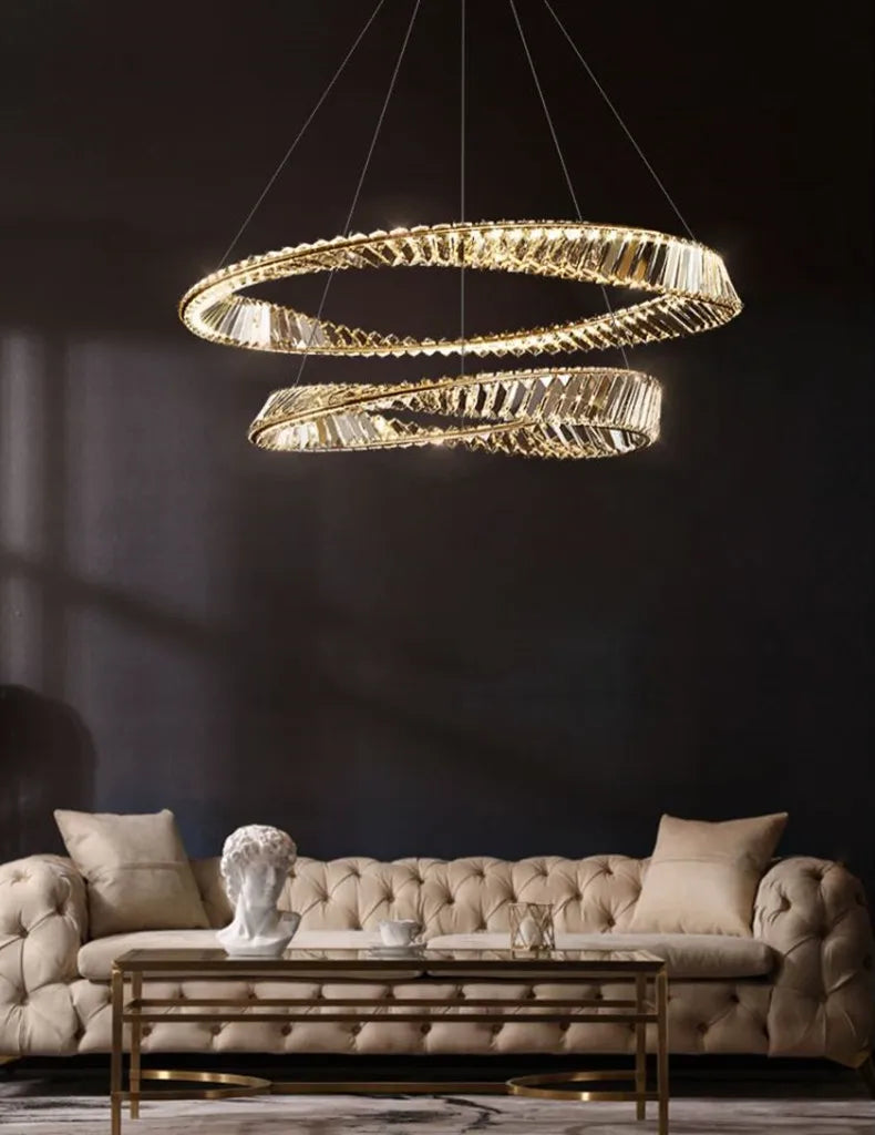 Modern Gold Ring Remote Dimmable Luxury Pendant Light