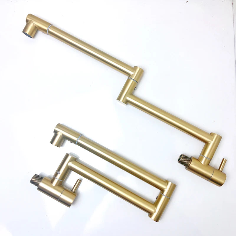 Baokemo Folding into the Wall Faucet 304 Stainless Steel Universal Rotation Faucet Kitchen Concealed Single Cold Faucet