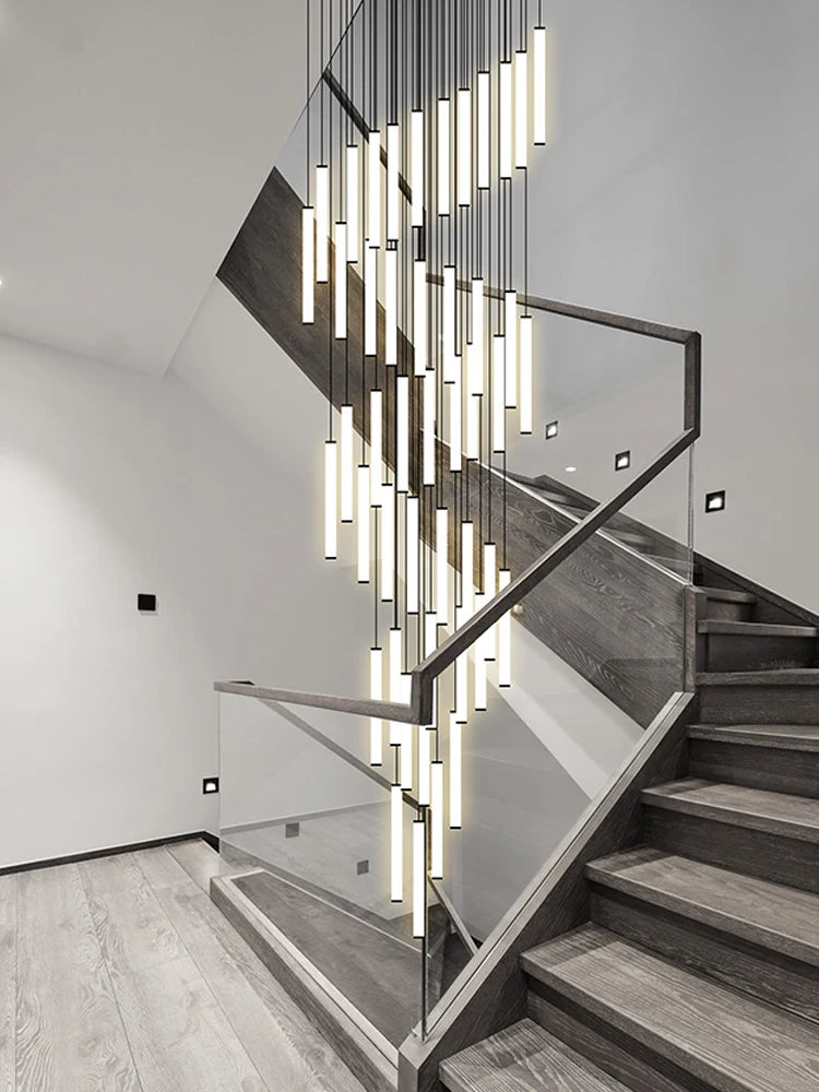 LED Long Line Chandelier Modern Staircase Lamp Hanging Ceiling Lamp Compound Living Room Home Decoration Lighting Pendant Lamp