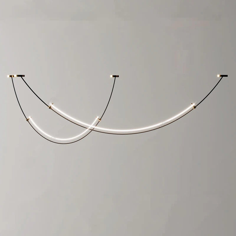 Nordic Line Led Pendant Lights for Living Dining Room Bar Counter Black Chandelier Home Decoration Lighting Suspension Design