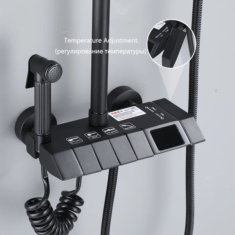 OXG Shower Faucet Bathroom Rain Shower Faucet Set With Digital Display,Rain Shower Column,Bidet Faucet 25C/30CM Watering Can