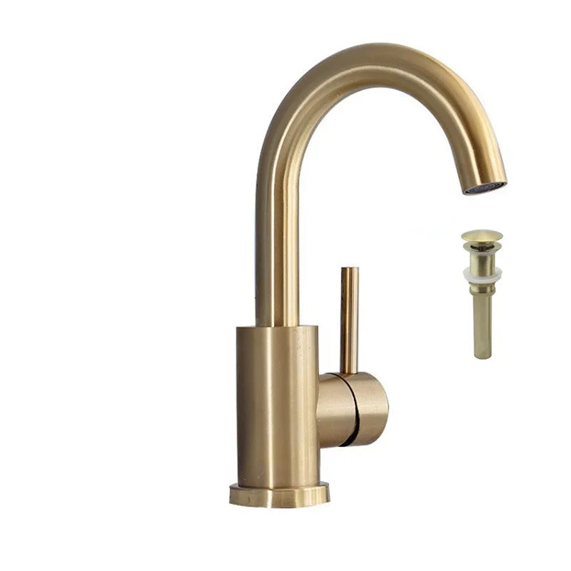Bathroom Faucet  Brushed Gold Bathroom Basin Faucet Cold And Hot Sink Mixer Sink Tap Single Handle Deck Mounted Water Tap