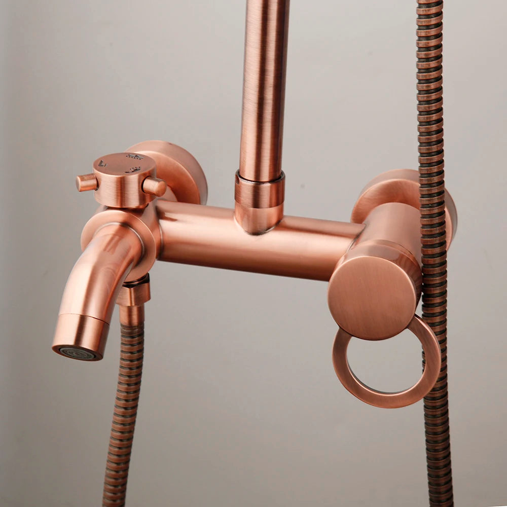 Antique Copper Bathroom Shower Set Rainfall Bath Shower