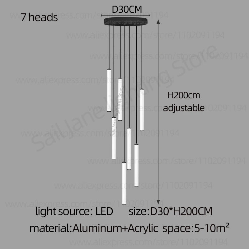LED Long Line Chandelier Modern Staircase Lamp Hanging Ceiling Lamp Compound Living Room Home Decoration Lighting Pendant Lamp