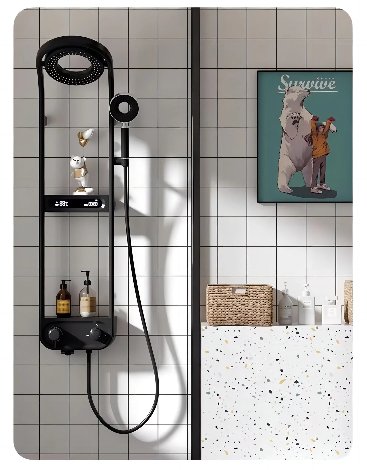 Smart Shower Set with Digital Display LED Atmosphere Light