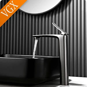 VGX Bathroom Faucets High Basin Mixer Sink Tall Faucet Gourmet Washbasin Taps Water Tap Hot Cold 360 Tapware Crane Brass Black