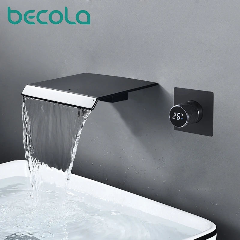 Digital display concealed in wall mounted basin, wash basin faucet  Faucet Single Handle Hot Cold Washbasin Basin Sink Faucet