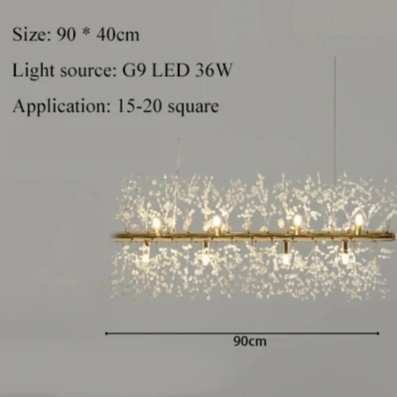 Nordic Dandelion Long Led Chandelier for Dining Room Light Fixture Snowflake Suspension Living Room Pendant Lamp Indoor Lighting