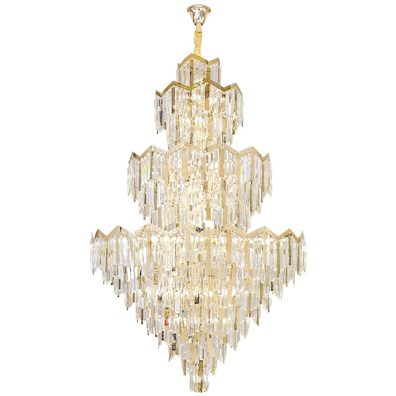 Duplex Crystal Chandelier European Style Villa Living Room Light Luxury Post-Modern Building Middle Floor Hall Stair Chandelier