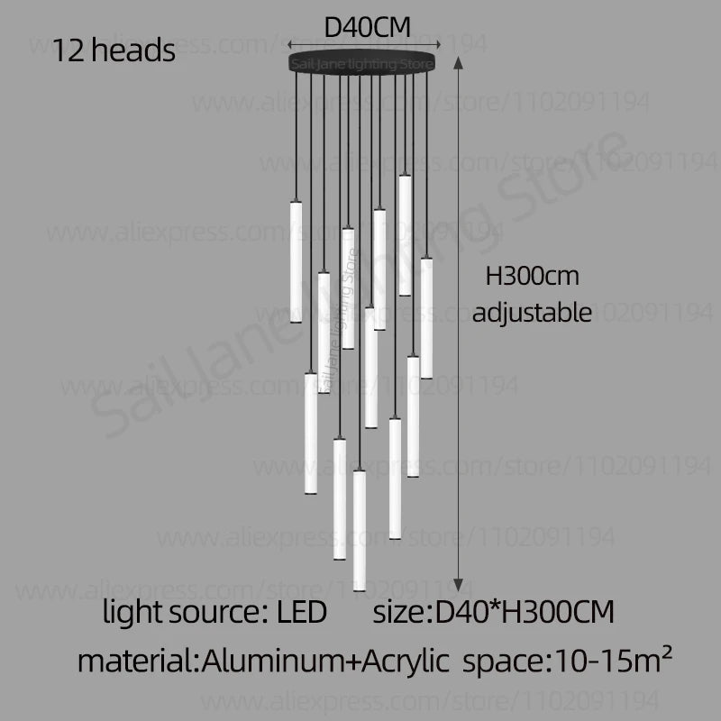 LED Long Line Chandelier Modern Staircase Lamp Hanging Ceiling Lamp Compound Living Room Home Decoration Lighting Pendant Lamp