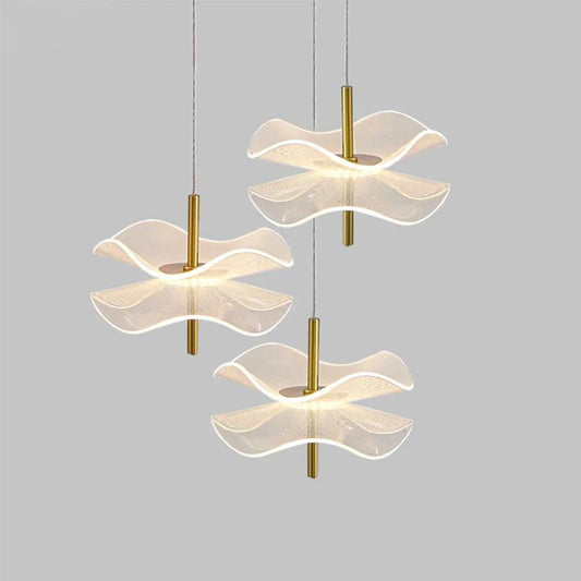 Acrylic light guide design lotus leaf pendant lights simple restaurant small chandelier LED art design bedroom bedside lamp