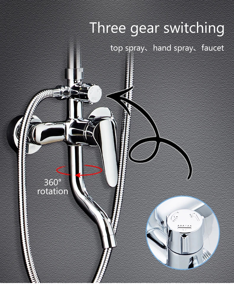 Black/Chrome Plating Bathroom Shower Set Household Copper  Faucet Wall-mounted Bathtub  Rain