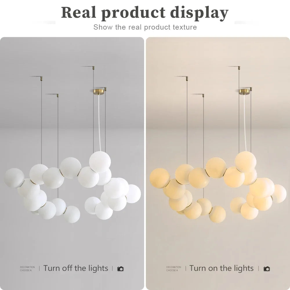 Nordic Modern White Bubble Pendant Chandeliers for Living RooM Dining Room Designer Round Ball Hanging Pendant Lights Bedroom