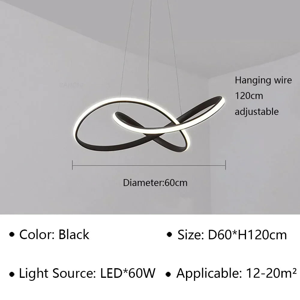 Modern LED Pendant Light Minimalist Chandelier with Remote