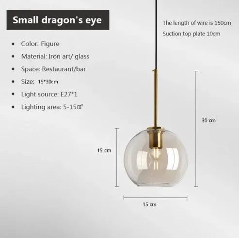 Modern Nordic hanging loft  Glass lustre Pendant Light industrial decor Lights Fixtures E27/E26 for Kitchen Restaurant Lamp