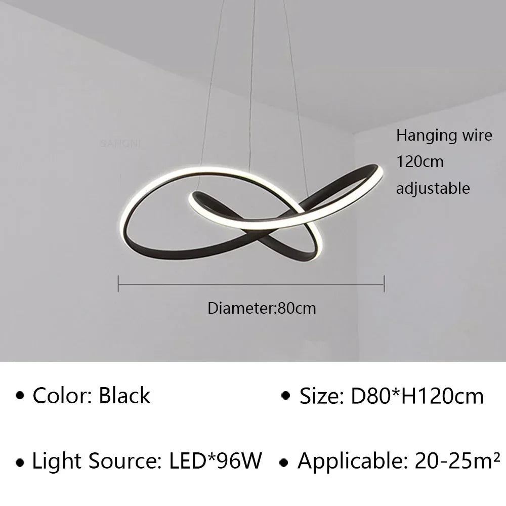 Modern LED Pendant Light Minimalist Chandelier with Remote